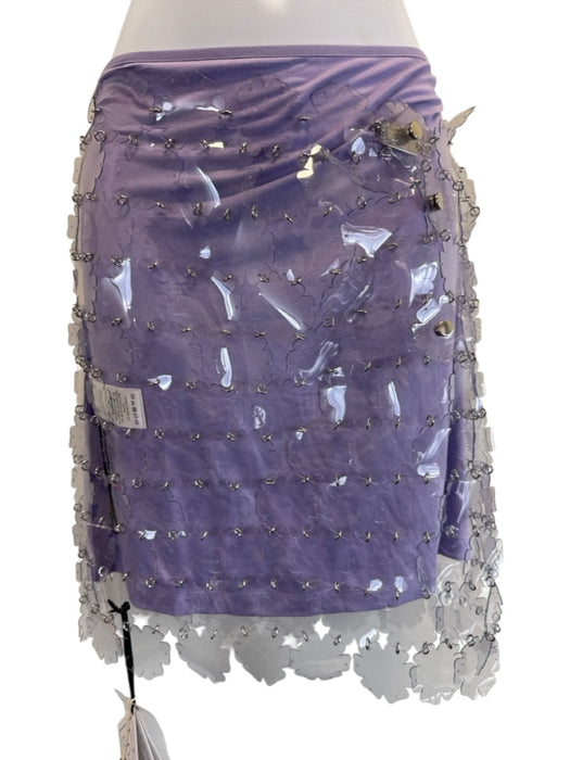 Paco Rabanne Size 40 Purple & Clear PVC & Viscose Flower Applique Mini Skirt Purple & Clear / 40