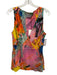 ROMY Size L Pink & Multi Viscose Blend Sleeveless V Neck Gathered Detail Top Pink & Multi / L