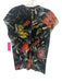 Fuzzi Size XS Black & Multi Nylon Botanical Mesh Overlay Cap Sleeve Top Black & Multi / XS