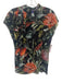 Fuzzi Size XS Black & Multi Nylon Botanical Mesh Overlay Cap Sleeve Top Black & Multi / XS