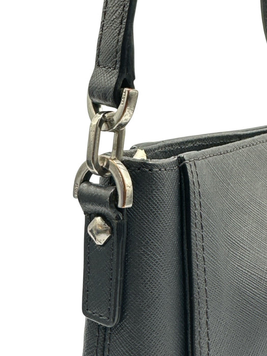 MCM Dark Slate Blue Saffiano Leather Zip Top Silver Tone Hardware Shoulder Bag Dark Slate Blue