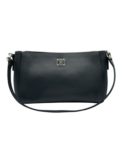 MCM Dark Slate Blue Saffiano Leather Zip Top Silver Tone Hardware Shoulder Bag Dark Slate Blue