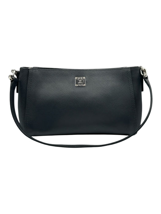 MCM Dark Slate Blue Saffiano Leather Zip Top Silver Tone Hardware Shoulder Bag Dark Slate Blue