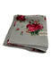 Yves Saint Laurent Gray, Red & Green Silk Roses Square Floral Logo Detail scarf Gray, Red & Green