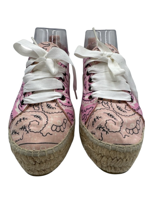 Manebi Shoe Size 38 Pink, Beige & White textile upper Bandana Print Espadrille Pink, Beige & White / 38