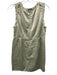 TELA Size S/42 Green Viscose & Linen Sleeve Cut Outs Shine Ruffle Pleats Dress Green / S/42