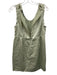 TELA Size S/42 Green Viscose & Linen Sleeve Cut Outs Shine Ruffle Pleats Dress Green / S/42
