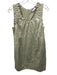 TELA Size S/42 Green Viscose & Linen Sleeve Cut Outs Shine Ruffle Pleats Dress Green / S/42
