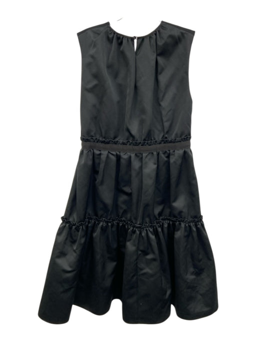 Rochas Size 38 Black Polyester Sleeveless Tie Waist pleats Midi Dress Black / 38