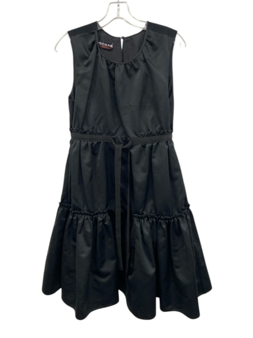 Rochas Size 38 Black Polyester Sleeveless Tie Waist pleats Midi Dress Black / 38