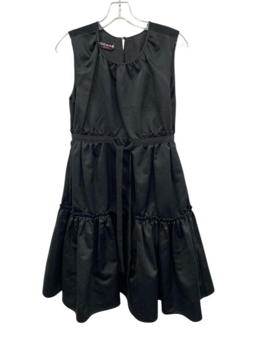 Rochas Size 38 Black Polyester Sleeveless Tie Waist pleats Midi Dress Black / 38