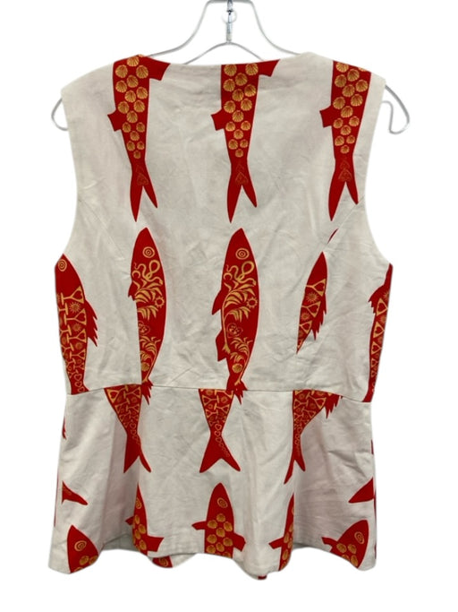 Never Fully Dressed Size 8 White, Red, Yellow Cotton Sleeveless Fish Dress White, Red, Yellow / 8