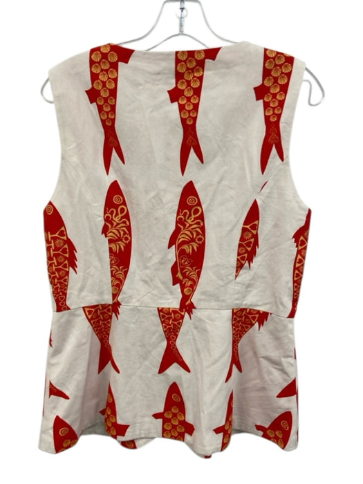 Never Fully Dressed Size 8 White, Red, Yellow Cotton Sleeveless Fish Dress White, Red, Yellow / 8