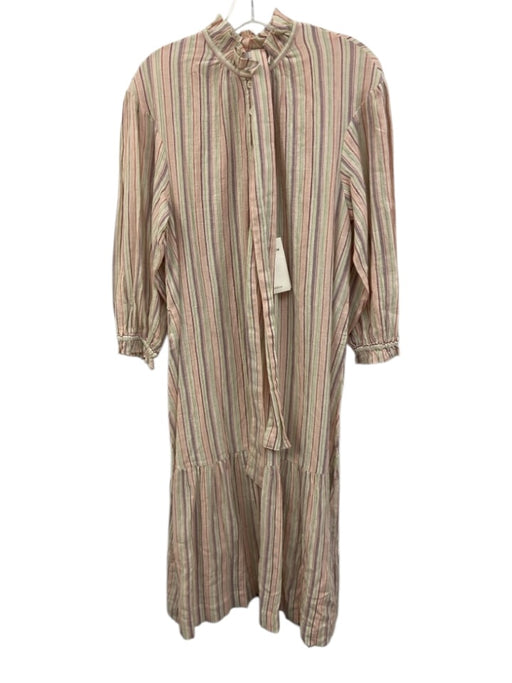 Antik Batik Size S/38 White & Multi Cotton Long Sleeve Striped Maxi Dress White & Multi / S/38