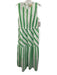 Anna Cate Size M White & Green Cotton Stripe Sleeveless Midi Elastic Waist Dress White & Green / M