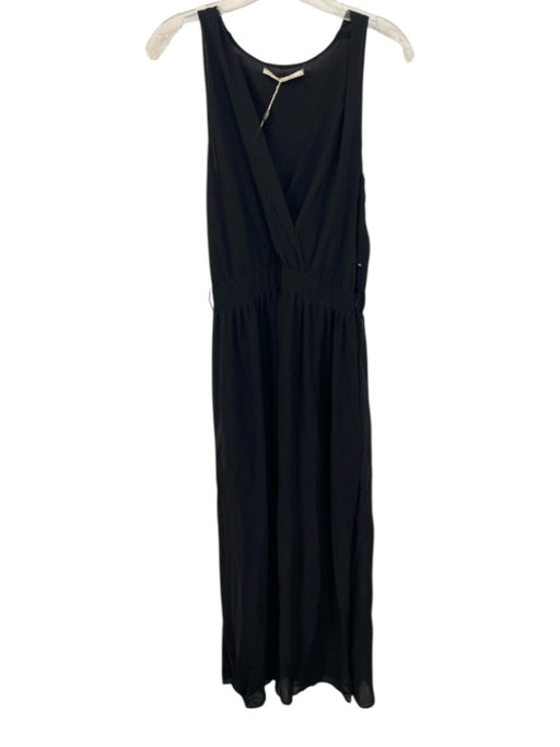 Gaudi Size 44 Black Polyester Maxi Sleeveless Surplice Beads Dress Black / 44