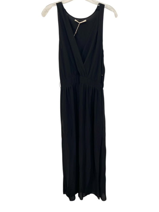 Gaudi Size 44 Black Polyester Maxi Sleeveless Surplice Beads Dress Black / 44