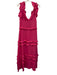 Mariuccia Size M Pink Fuschia V Neck Ruffle Maxi Sleeveless Dress Pink Fuschia / M