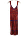 Raga Size M Red & Blue Viscose Sleeveless Stripe Metalic Embroidered Dress Red & Blue / M