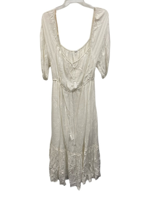 Tigerlily Size 10 White Viscose Long Sleeve Wide Neck 1/2 sleeve Stretch Dress White / 10
