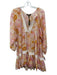 Maje Size 36 Pink & Multi Cotton & Silk Long puff sleeve Slip Inc Floral Dress Pink & Multi / 36