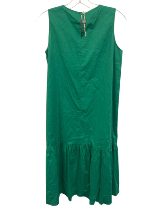 Mariuccia Size M Green Cotton Rivets Midi Pleats Dress Green / M
