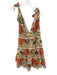 Farm Rio Size S White & Multi Cotton Tie Shoulder V Neck Floral Scalloped Dress White & Multi / S