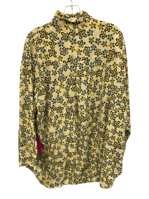 Marni x Uniqlo Size M Yellow, Black & Blue Lyocell & Linen Floral Collar Dress Yellow, Black & Blue / M