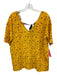 Marni Size 44 Yellow, Purple, Green Silk Short Sleeve Floral Tie Neck Top Yellow, Purple, Green / 44