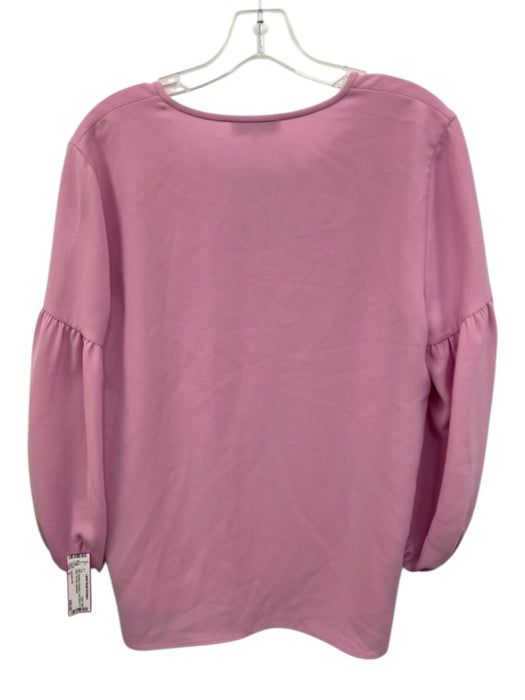 Lafayette 148 Size S Pink Acetate & Polyester Long Sleeve V Neck Tie Neck Top Pink / S