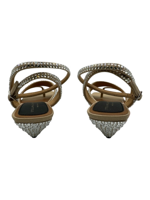 Stella McCartney Shoe Size 36 Beige & Silver Leather Rhinestone Heel Sandals Beige & Silver / 36