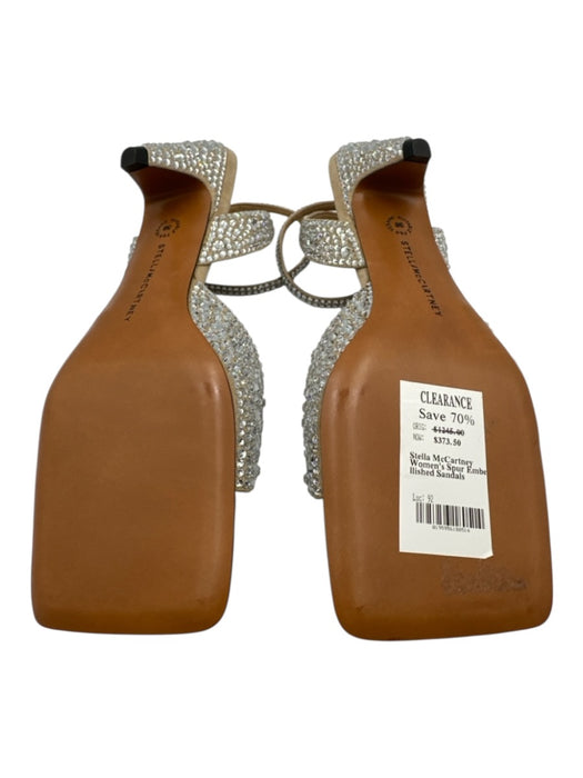 Stella McCartney Shoe Size 36 Beige & Silver Leather Rhinestone Heel Sandals Beige & Silver / 36