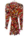 Walter Baker Size S Red & Multi Polyester Abstract Floral Tie V Neck Dress Red & Multi / S