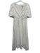 Badgley Mischka Size 6 White Polyester Floral Lace Short Puff Sleeve Dress White / 6