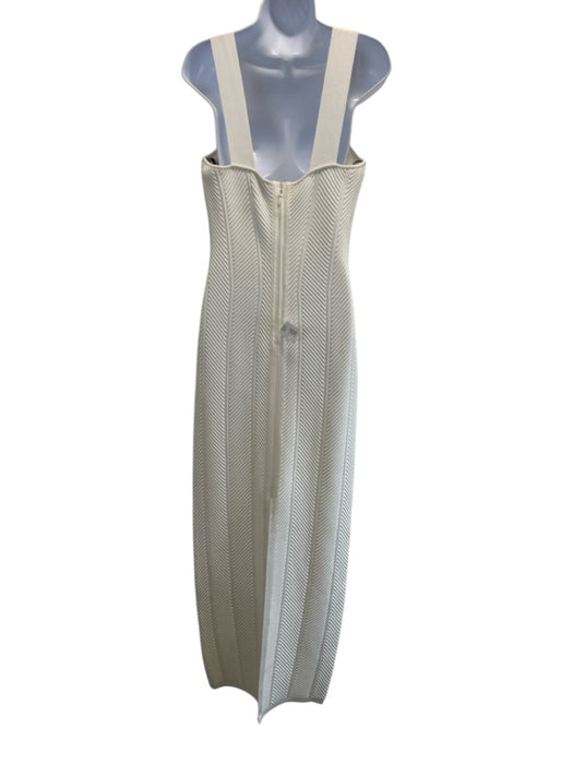 Herve Leger Size M Cream White Rayon Blend Sleeveless Ribbed Knit Back Zip Dress Cream White / M