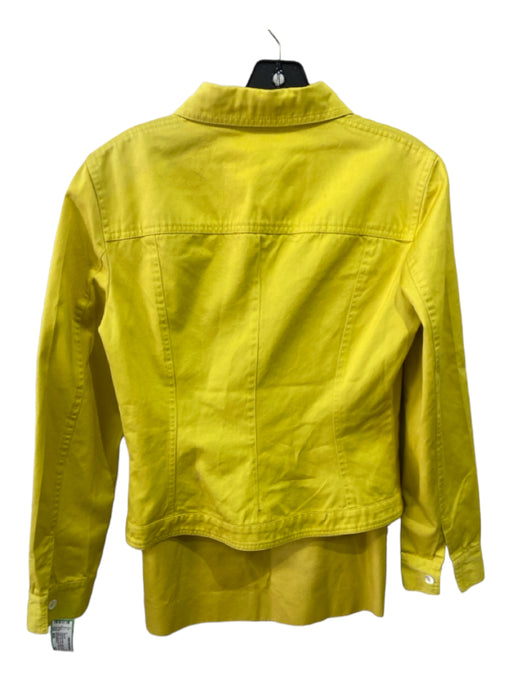Dolce & Gabbana Size M/44 Chartreuse Yellow Cotton Denim Collar Skirt Set Chartreuse Yellow / M/44