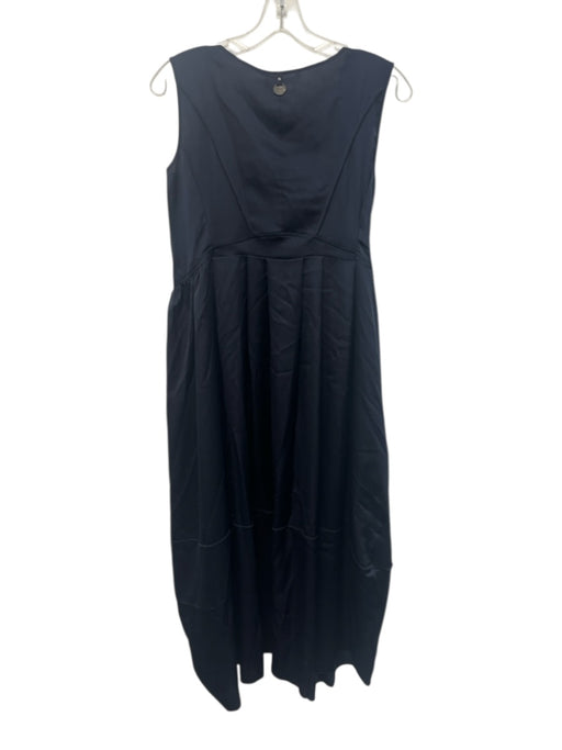HIGH Size 6 Navy Blue Polyester Satin Sleeveless Paneled Belt Detail Dress Navy Blue / 6