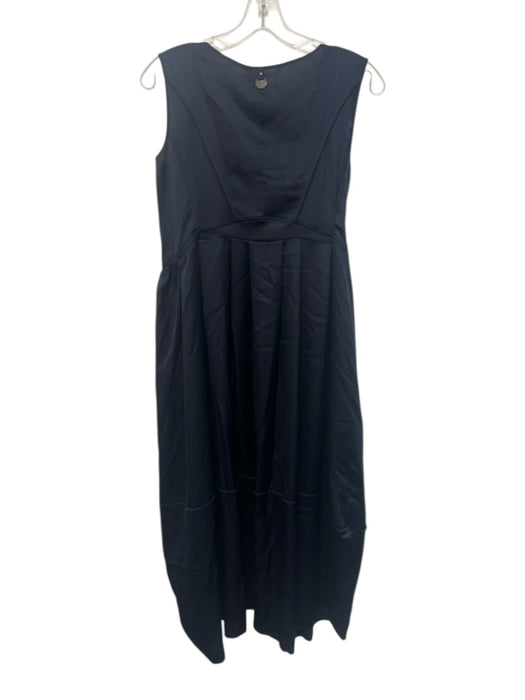 HIGH Size 6 Navy Blue Polyester Satin Sleeveless Paneled Belt Detail Dress Navy Blue / 6