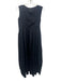 HIGH Size 6 Navy Blue Polyester Satin Sleeveless Paneled Belt Detail Dress Navy Blue / 6