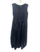 HIGH Size 6 Navy Blue Polyester Satin Sleeveless Paneled Belt Detail Dress Navy Blue / 6