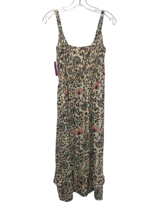 Raga Size S Cream Beige & Multi Viscose Floral Blocked Print Sleeveless Dress Cream Beige & Multi / S