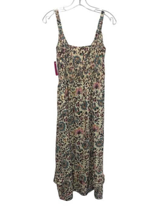 Raga Size S Cream Beige & Multi Viscose Floral Blocked Print Sleeveless Dress Cream Beige & Multi / S