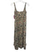 Raga Size S Cream Beige & Multi Viscose Floral Blocked Print Sleeveless Dress Cream Beige & Multi / S