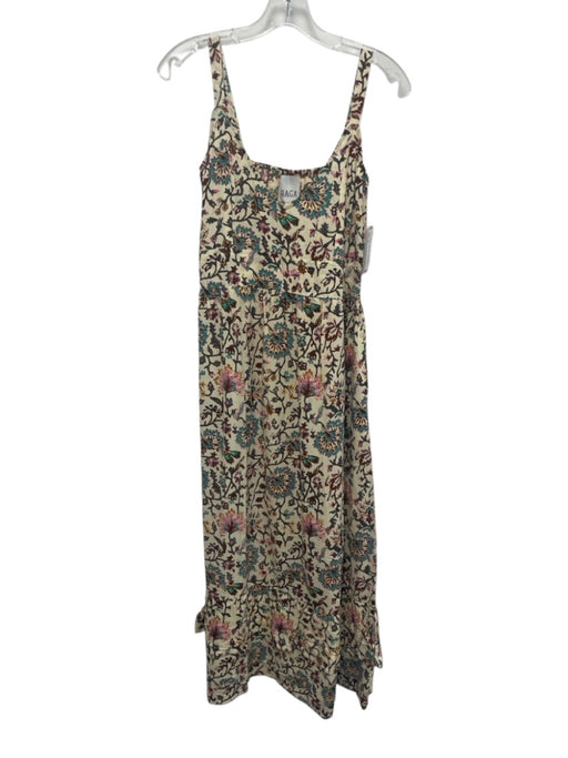 Raga Size S Cream Beige & Multi Viscose Floral Blocked Print Sleeveless Dress Cream Beige & Multi / S