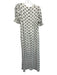 Sleeper Size L White & Black Viscose Polka Dots Short Puff Sleeve V Neck Dress White & Black / L