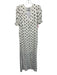 Sleeper Size L White & Black Viscose Polka Dots Short Puff Sleeve V Neck Dress White & Black / L