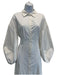 Carolina Herrera Size 8 White Cotton Long Balloon Sleeve Paneled Collared Dress White / 8
