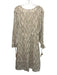 Raga Size M Cream White & Gold Viscose Blend Metallic Thread Wrap V Neck Dress Cream White & Gold / M