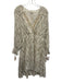 Raga Size M Cream White & Gold Viscose Blend Metallic Thread Wrap V Neck Dress Cream White & Gold / M