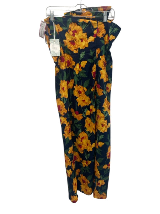 Hyacinth House Size M Navy Blue, Yellow & Green Cotton Floral One Strap Dress Navy Blue, Yellow & Green / M